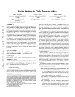 Global Vectors for Node Representations