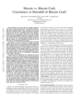 Bitcoin vs. Bitcoin Cash: Coexistence or Downfall of Bitcoin Cash?