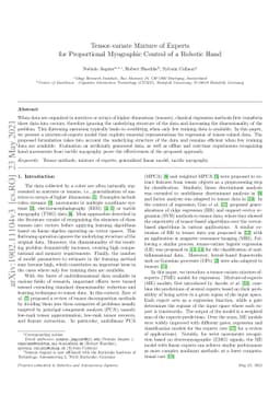 Tensor-variate Mixture of Experts for Proportional Myographic Control of
  a Robotic Hand