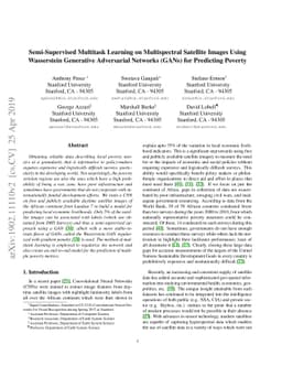 Semi-Supervised Multitask Learning on Multispectral Satellite Images
  Using Wasserstein Generative Adversarial Networks (GANs) for Predicting
  Poverty