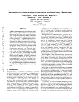 Disentangled Deep Autoencoding Regularization for Robust Image
  Classification