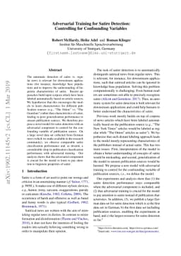 Adversarial Training for Satire Detection: Controlling for Confounding
  Variables