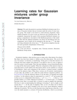 Learning rates for Gaussian mixtures under group invariance