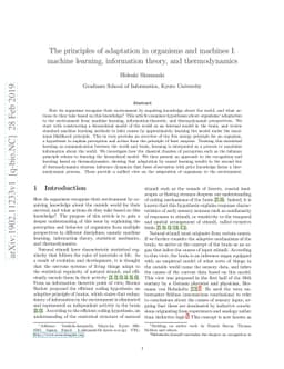 The principles of adaptation in organisms and machines I: machine
  learning, information theory, and thermodynamics