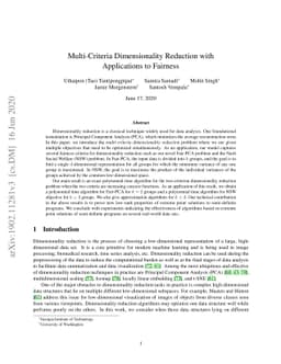 Multi-Criteria Dimensionality Reduction with Applications to Fairness