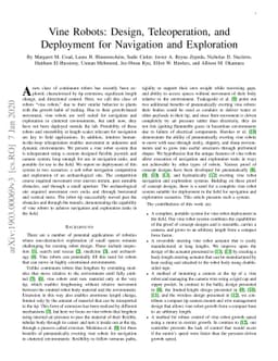 Vine Robots: Design, Teleoperation, and Deployment for Navigation and
  Exploration