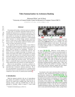 Video Summarization via Actionness Ranking