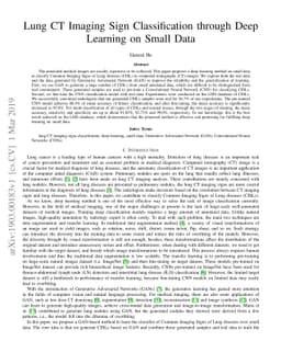 Lung CT Imaging Sign Classification through Deep Learning on Small Data