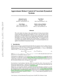 Approximate Robust Control of Uncertain Dynamical Systems