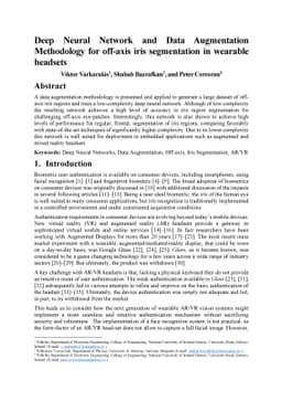 Deep Neural Network and Data Augmentation Methodology for off-axis iris
  segmentation in wearable headsets