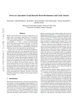 SPOILER: Speculative Load Hazards Boost Rowhammer and Cache Attacks