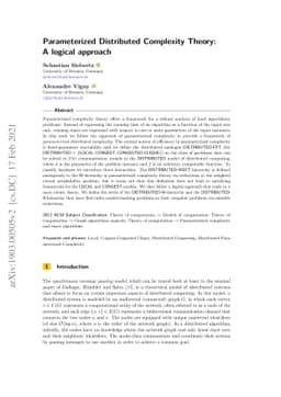 Parameterized Distributed Complexity Theory: A logical approach
