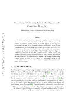 Controlling Robots using Artificial Intelligence and a Consortium
  Blockchain