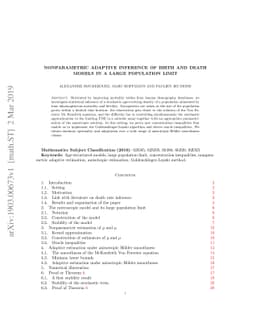 Nonparametric adaptive inference of birth and death models in a large
  population limit