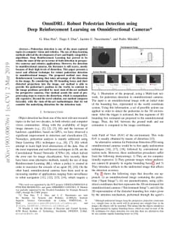 OmniDRL: Robust Pedestrian Detection using Deep Reinforcement Learning
  on Omnidirectional Cameras
