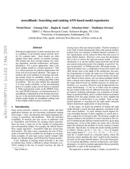 neuralRank: Searching and ranking ANN-based model repositories