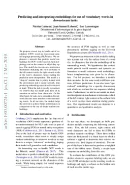 Predicting and interpreting embeddings for out of vocabulary words in
  downstream tasks