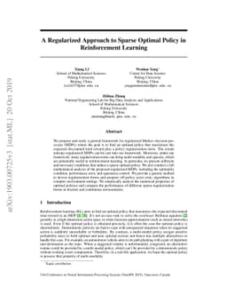 A Regularized Approach to Sparse Optimal Policy in Reinforcement
  Learning