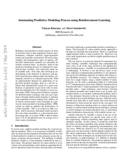 Automating Predictive Modeling Process using Reinforcement Learning