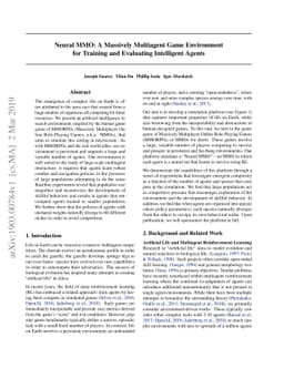 Neural MMO: A Massively Multiagent Game Environment for Training and
  Evaluating Intelligent Agents