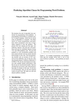 Predicting Algorithm Classes for Programming Word Problems