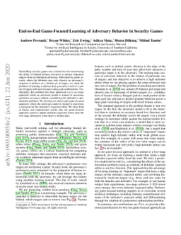 End-to-End Game-Focused Learning of Adversary Behavior in Security Games