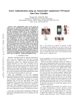 Active Authentication using an Autoencoder regularized CNN-based
  One-Class Classifier