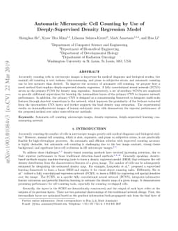 Automatic microscopic cell counting by use of deeply-supervised density
  regression model