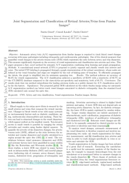 Joint segmentation and classification of retinal arteries/veins from
  fundus images