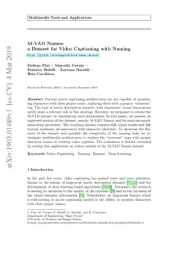 M-VAD Names: a Dataset for Video Captioning with Naming
