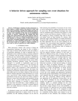 A behavior driven approach for sampling rare event situations for
  autonomous vehicles