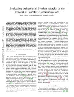 Evaluating Adversarial Evasion Attacks in the Context of Wireless
  Communications