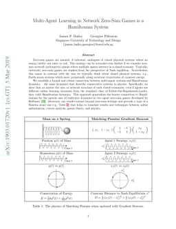 Multi-Agent Learning in Network Zero-Sum Games is a Hamiltonian System