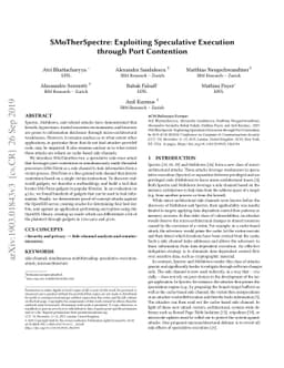 SMoTherSpectre: exploiting speculative execution through port contention