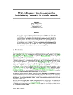 O-GAN: Extremely Concise Approach for Auto-Encoding Generative
  Adversarial Networks
