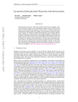 Learning Exploration Policies for Navigation