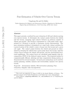 Pose Estimation of Vehicles Over Uneven Terrain