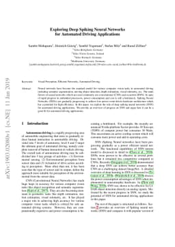 Exploring Deep Spiking Neural Networks for Automated Driving
  Applications