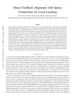 Direct Feedback Alignment with Sparse Connections for Local Learning