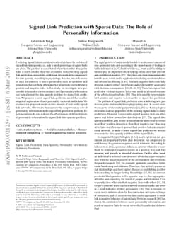 Signed Link Prediction with Sparse Data: The Role of Personality
  Information