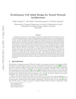Evolutionary Cell Aided Design for Neural Network Architectures