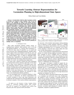 Towards Learning Abstract Representations for Locomotion Planning in
  High-dimensional State Spaces