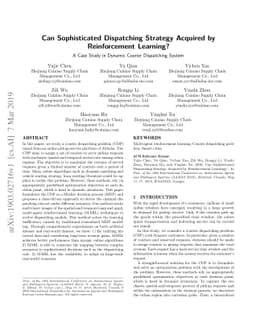 Can Sophisticated Dispatching Strategy Acquired by Reinforcement
  Learning? - A Case Study in Dynamic Courier Dispatching System