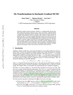On Transformations in Stochastic Gradient MCMC
