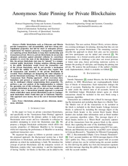 Anonymous State Pinning for Private Blockchains