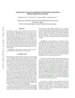 Enhancing Music Features by Knowledge Transfer from User-item Log Data