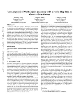 Convergence of Multi-Agent Learning with a Finite Step Size in
  General-Sum Games