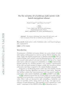 On the security of a Loidreau's rank metric code based encryption scheme