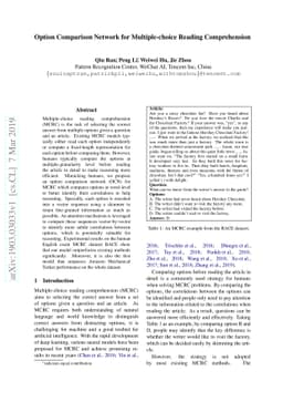 Option Comparison Network for Multiple-choice Reading Comprehension