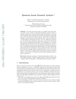 Quantum Latent Semantic Analysis